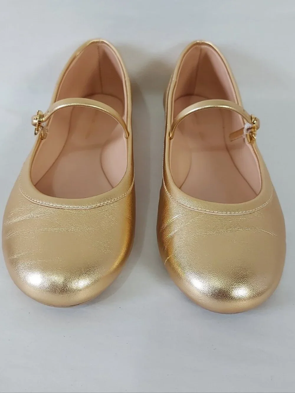 Gianvito Rossi Carla Metallic Gold Leather Mary Jane Flats 36 Buckle Ballerina
